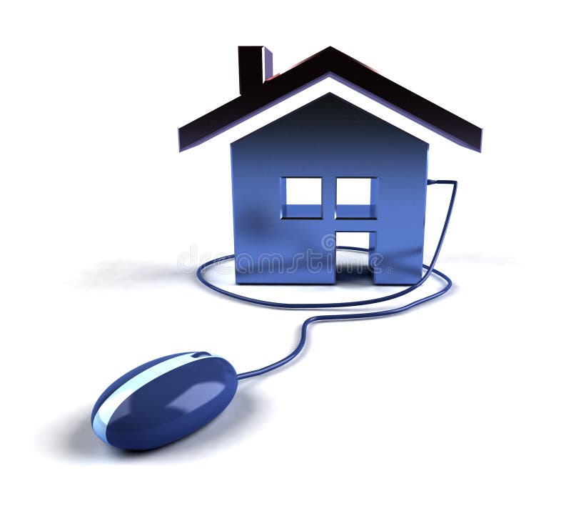Bens imobiliários no Internet ilustração stock Bens imobiliários no Internet ilustração stock