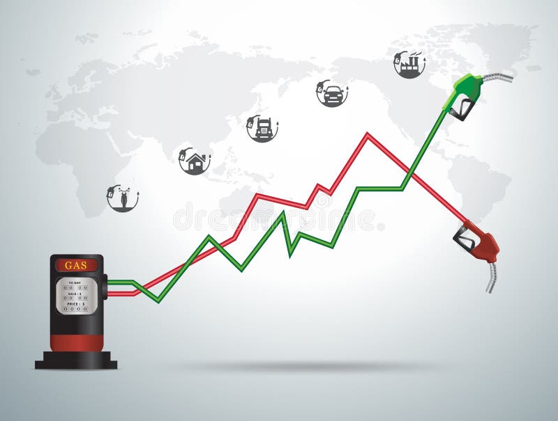 Gasoline pump nozzle gas station with business graph and chart ideas concept, Abstract infographic modern design template workflow layout, diagram, icons step up options, Vector illustration. Gasoline pump nozzle gas station with business graph and chart ideas concept, Abstract infographic modern design template workflow layout, diagram, icons step up options, Vector illustration