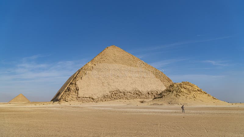 The Bent Pyramid is an ancient Egyptian pyramid located at the royal necropolis of Dahshur, approximately 40 kilometres south of royalty free stock photos