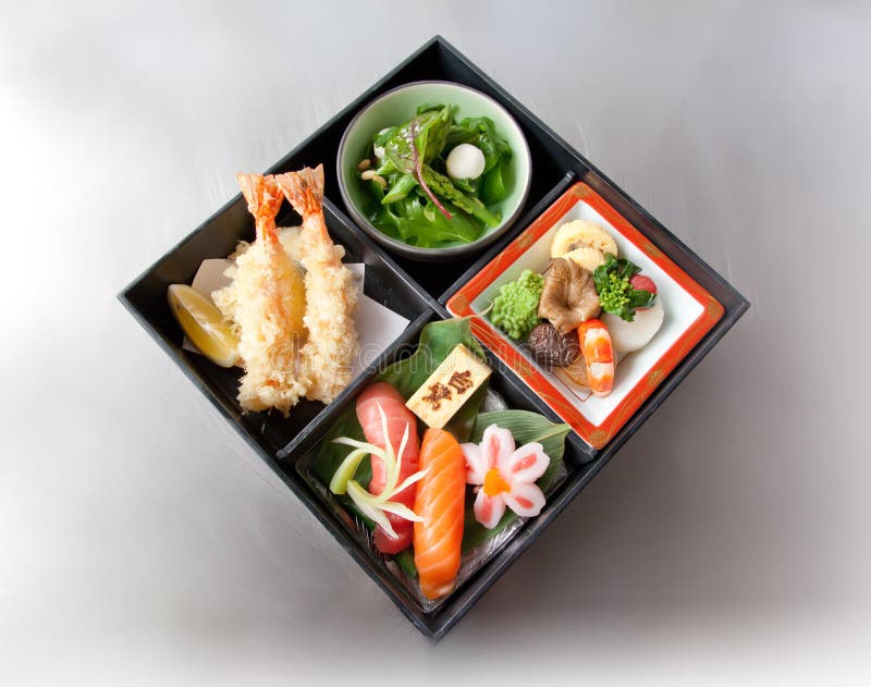 Assorted Sushi bento box stock photo. Image of bento 36247752