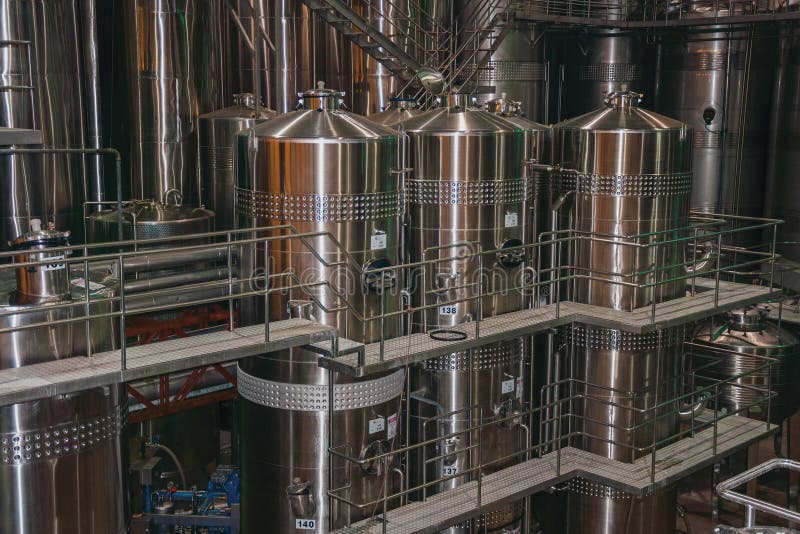 Steel tanks and equipment at Salton Winery