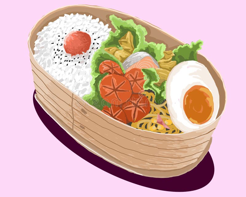 Bento Lunch Box Drawing Drawing Illustration Stock Illustration