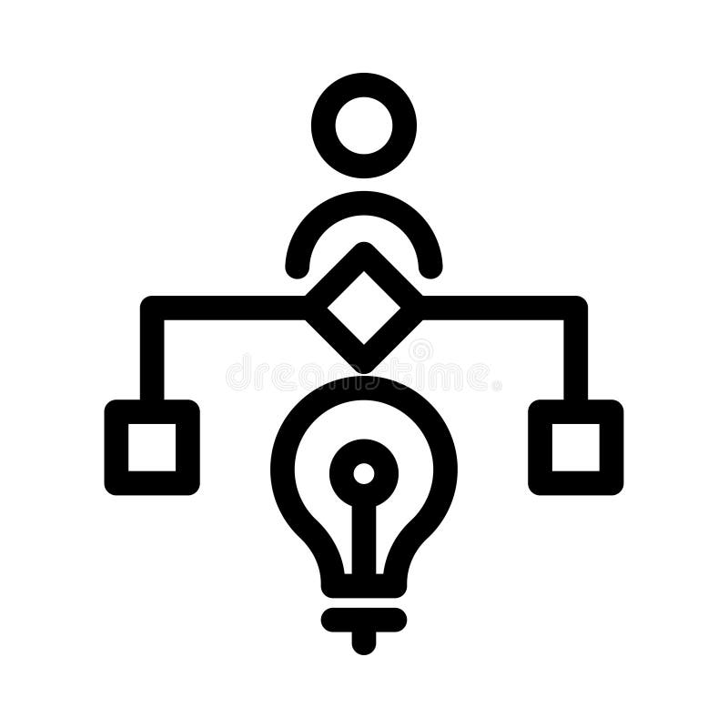 Benutzergedankensymbol für eine dünne Linie stock abbildung
