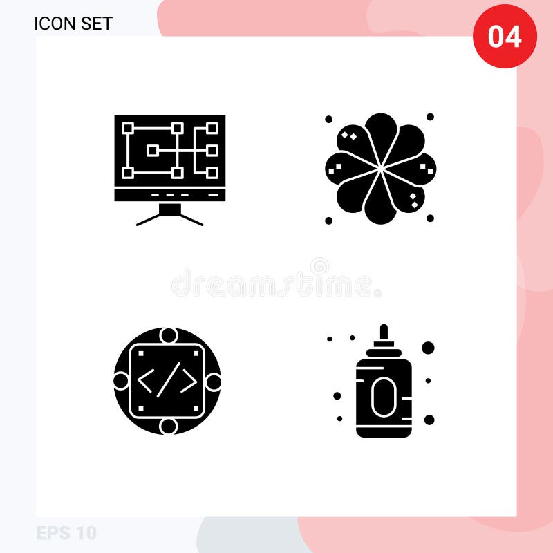 Benutzeroberfläche solides glyph-Paket mit modernen Zeichen und Symbolen der Computerverwaltung Plumeria Code Baby stock abbildung