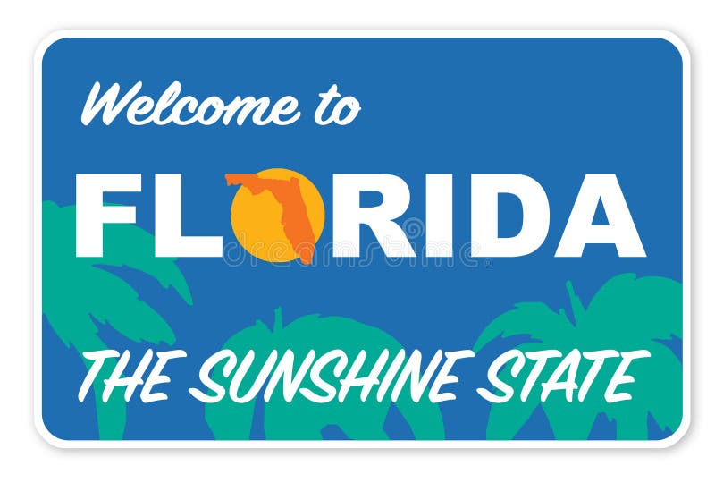 Benvenuto al vettore Art Logo del segnale stradale di Florida sunshine state