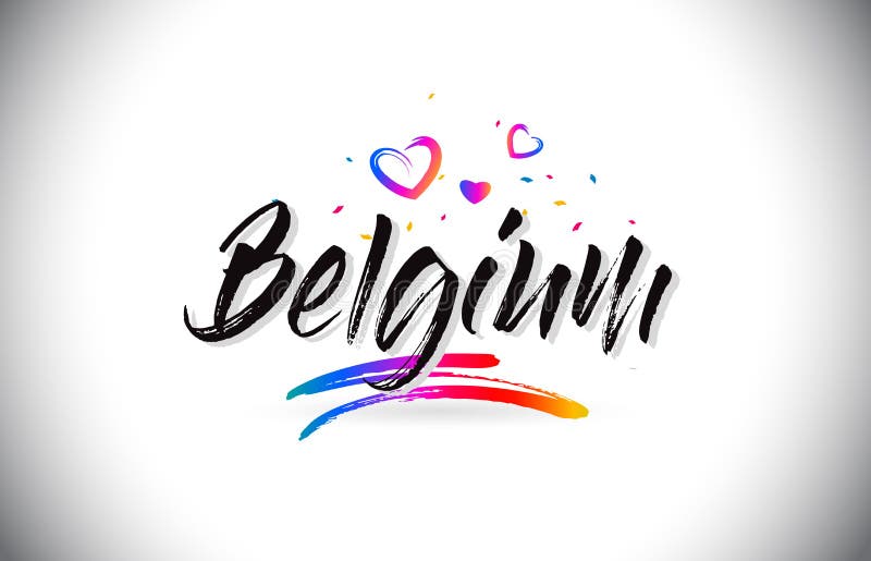 Benvenuto del Belgio per esprimere testo con i cuori di amore ed il vettore scritto a mano creativo di progettazione della fonte royalty illustrazione gratis Benvenuto del Belgio per esprimere testo con i cuori di amore ed il vettore scritto a mano creativo di progettazione della fonte royalty illustrazione gratis