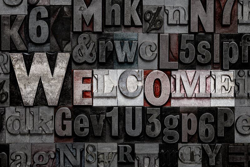 Benvenuto dello scritto tipografico immagini stock Benvenuto dello scritto tipografico immagini stock
