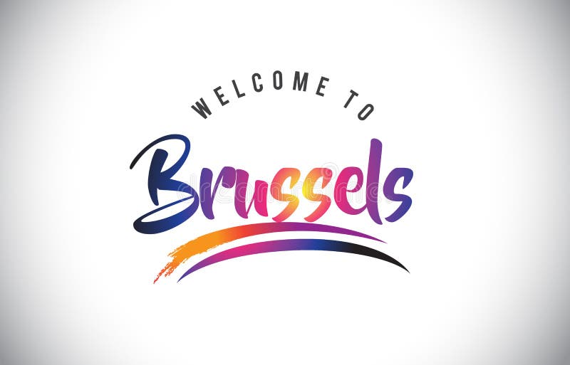 Benvenuto di Bruxelles al messaggio nei colori moderni vibranti porpora royalty illustrazione gratis Benvenuto di Bruxelles al messaggio nei colori moderni vibranti porpora royalty illustrazione gratis