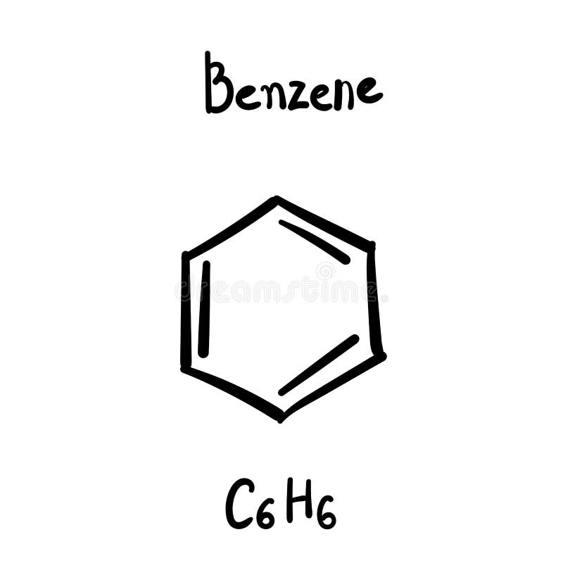 Benzene Chemistry Molecule Formula Hand Drawn Imitation Stock Vector ...