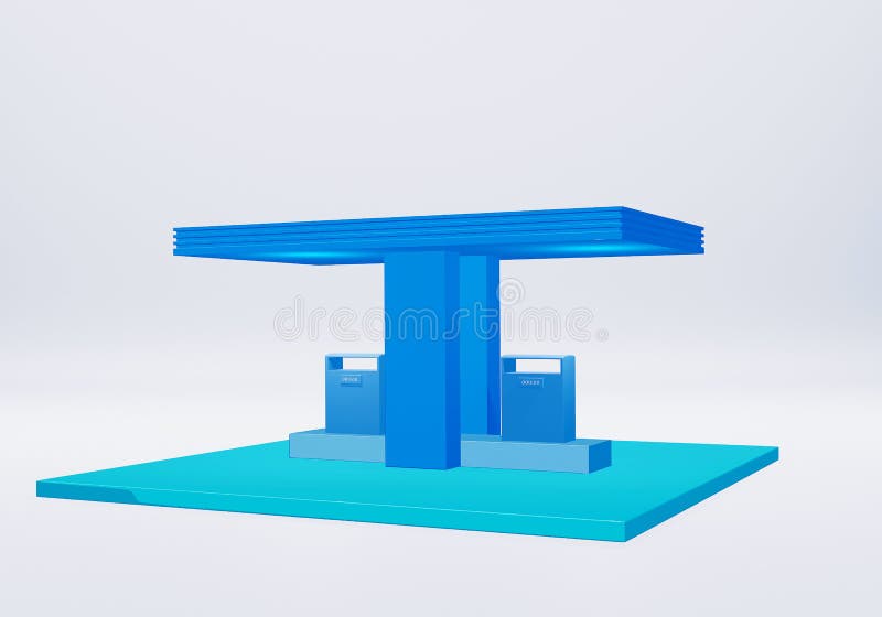 Petrol station 3d render design, refuel pump oil and gas minimal style blue color isolated on white background. Petrol station 3d render design, refuel pump oil and gas minimal style blue color isolated on white background.