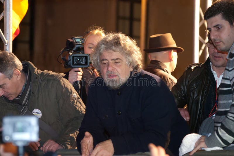 Beppe Grillo, the leader of the italian political movement Movimento 5 stelle during his electoral tour royalty free stock image Beppe Grillo, the leader of the italian political movement Movimento 5 stelle during his electoral tour royalty free stock image