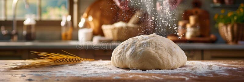 Beredning av deg i ett ljust kök med ingredienser som arbetar med deg vektor illustrationer