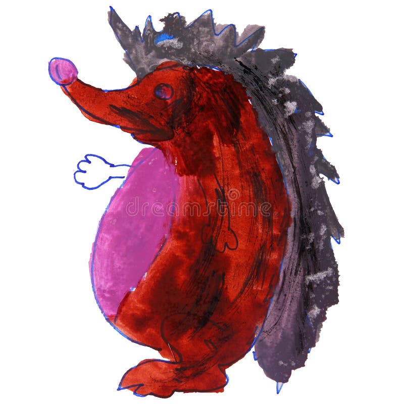 Bereikt de waterverf bruine egel uit het trekken van isol van de beeldverhaalstijl royalty-vrije illustratie Bereikt de waterverf bruine egel uit het trekken van isol van de beeldverhaalstijl royalty-vrije illustratie