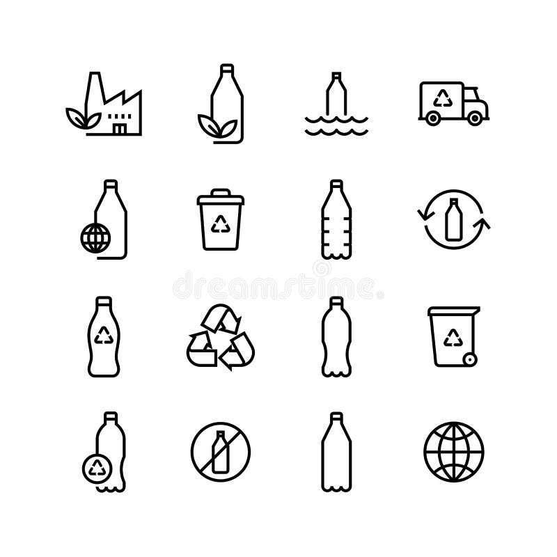 Bereiten Sie Plastikflasche Eco-Ikonen-Satz auf vektor abbildung