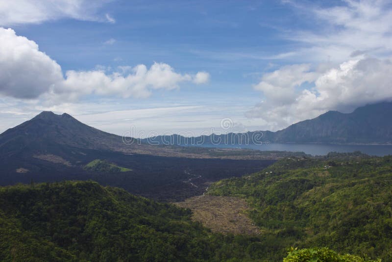 Ansicht Von Batur See Und Von Berg Agung In Bali Stockfoto 