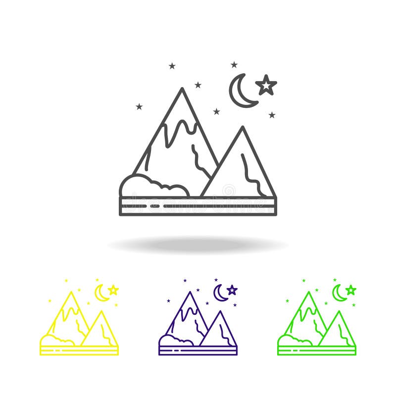 Berg, nacht, begin, aard gekleurd pictogram Kan voor Web, embleem, mobiele toepassing, UI, UX worden gebruikt royalty-vrije illustratie Berg, nacht, begin, aard gekleurd pictogram Kan voor Web, embleem, mobiele toepassing, UI, UX worden gebruikt royalty-vrije illustratie