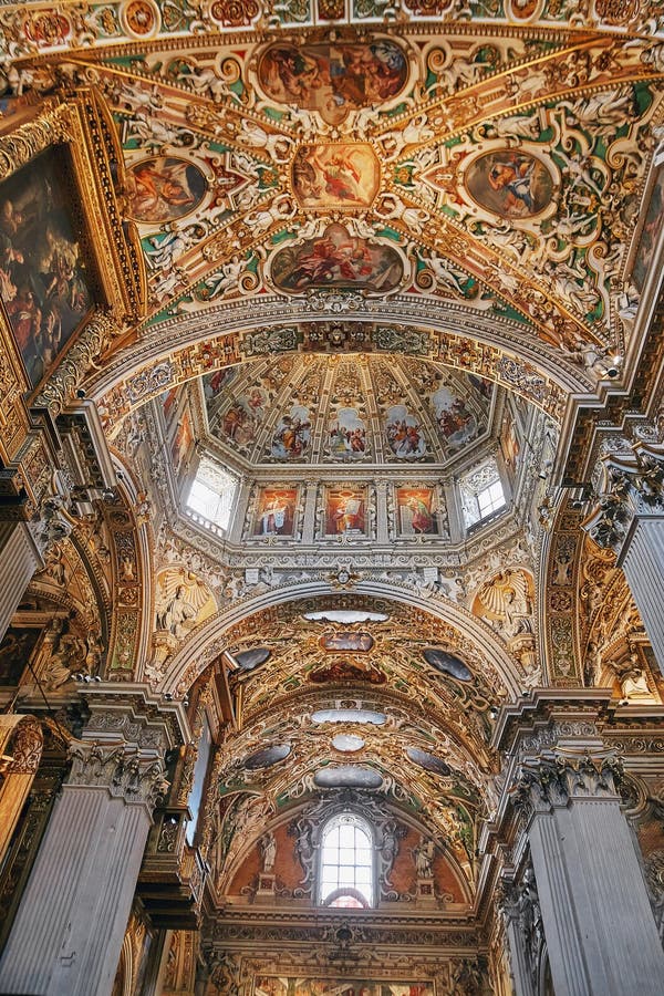 Bergamo, Italy - August 18, 2017: Bergamo`s Basilica di Santa Maria Maggiore, ornate gold interior. stock photos Bergamo, Italy - August 18, 2017: Bergamo`s Basilica di Santa Maria Maggiore, ornate gold interior. stock photos