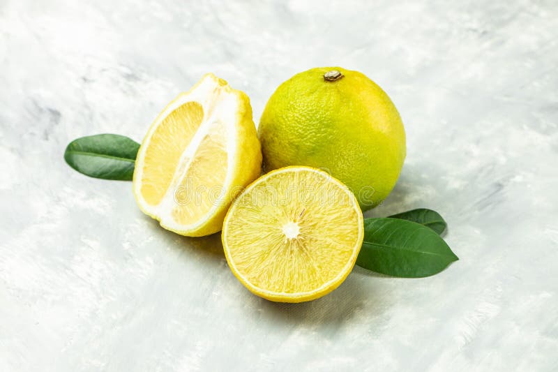 Bergamot. fresh bergamot fruit, Kaffir Lime, Citrus bergamia. on a light background. banner, menu, recipe place for text, top view royalty free stock image