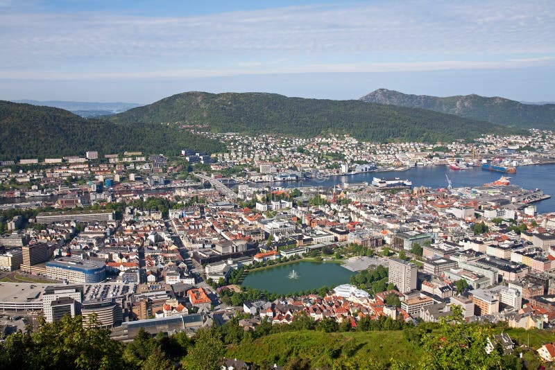Bergen seen from the hill stock image. Image of forest 20147627