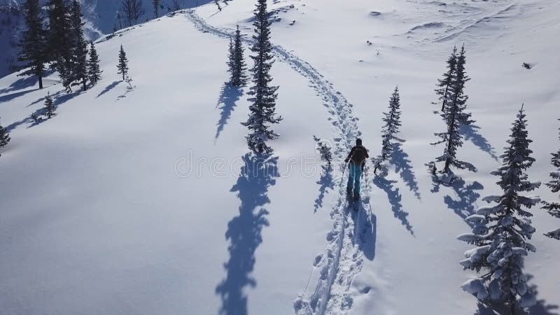 Bergsteiger, die epische Gebirgszugaufstieg des Gebirgsexpeditionsluftfluges zum Erfolgsschönen Höchstwinter gehen.