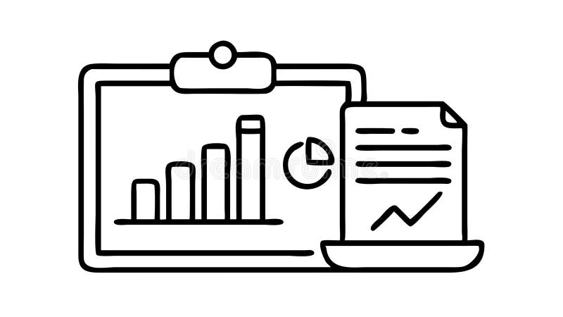 Berichtsdokument Checkliste Symbol Vector Illustration Datenanalyse Zusammenfassung Vektordesign Generative AI stock abbildung