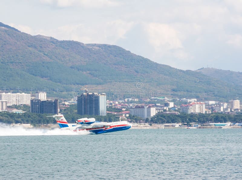 Aviation Takeoff Beriev Be-200 Altair multipurpose amphibious