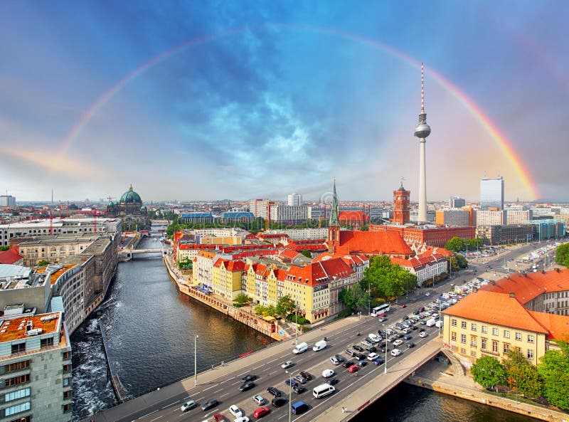Berlin city with rainbow, Germany royalty free stock images Berlin city with rainbow, Germany royalty free stock images