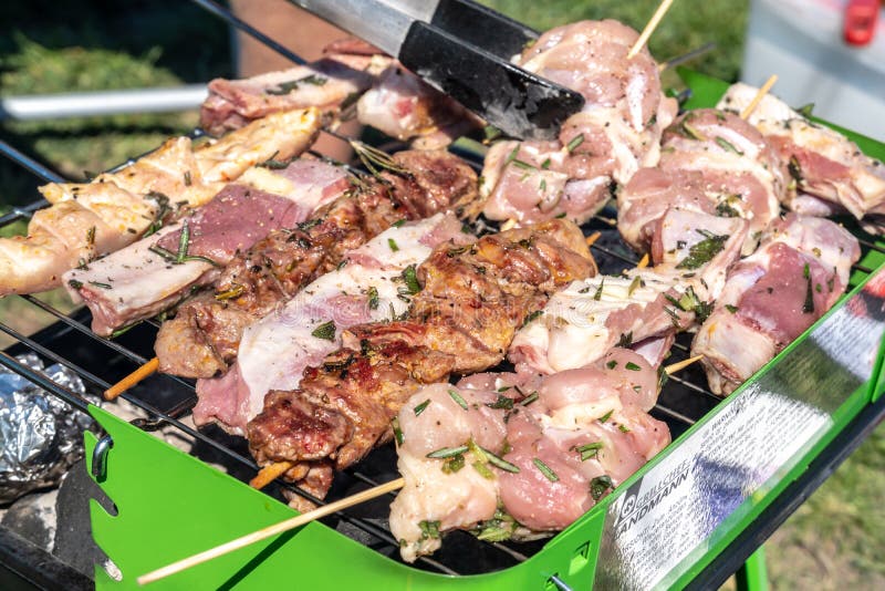 Grilling meat on a barbecue stock photos Grilling meat on a barbecue stock photos