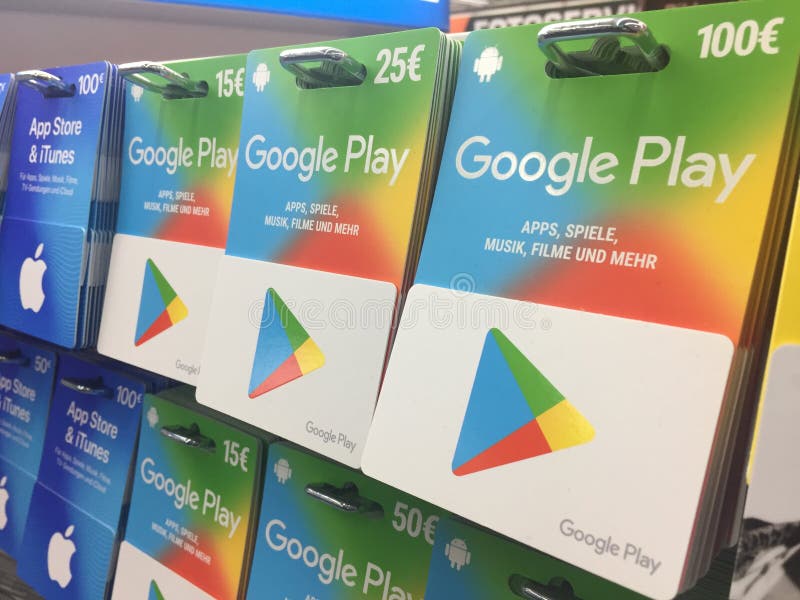 Google play gift cards editorial stock image. Image of logo - 114778779
