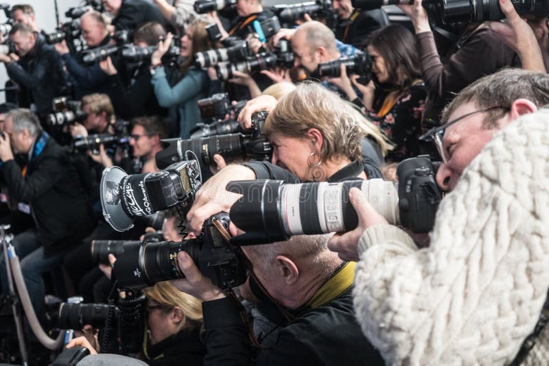 Crowd of Paparazzi Waiting for Celebrities at Berlinale Editorial Image …