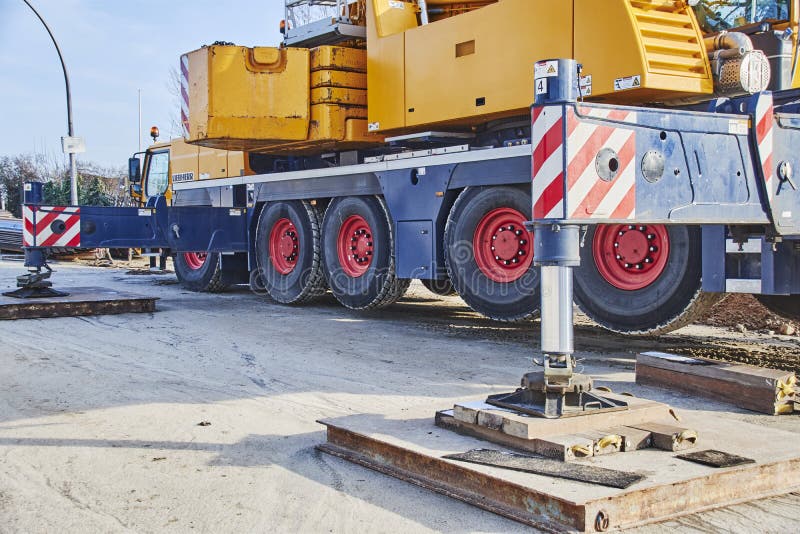 Details of a Heavy Construction Crane at a Construction Site in Berlin