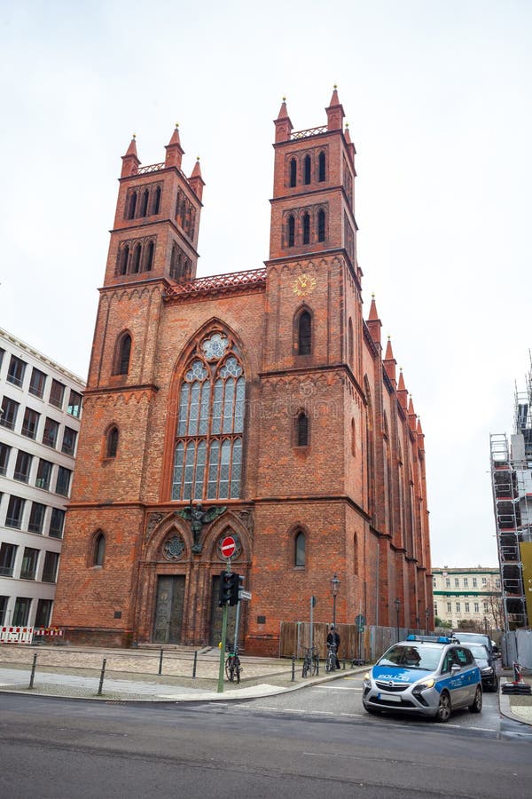 25.01.2018 Berlin, Germany - Neo-Gothic Friedrichswerder Church