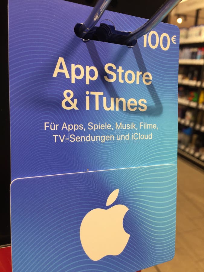 Viersen, Germany - November 4. 2020: Closeup of Apple app store iTunes and  Google Play voucher gift Cards in a row in shelf of german shop Stock Photo  - Alamy