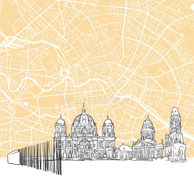 Berlin Germany Skyline Map vector illustratie Berlin Germany Skyline Map vector illustratie