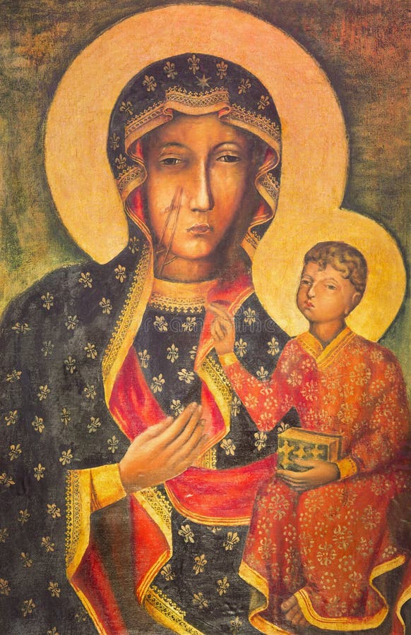 Berlin - la peinture de la mère Mary d'icône du noir Madonna de Czestochowa en St John l'église baptiste