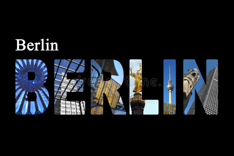 Berlin Letters with Sightseeing Points Stock Illustration