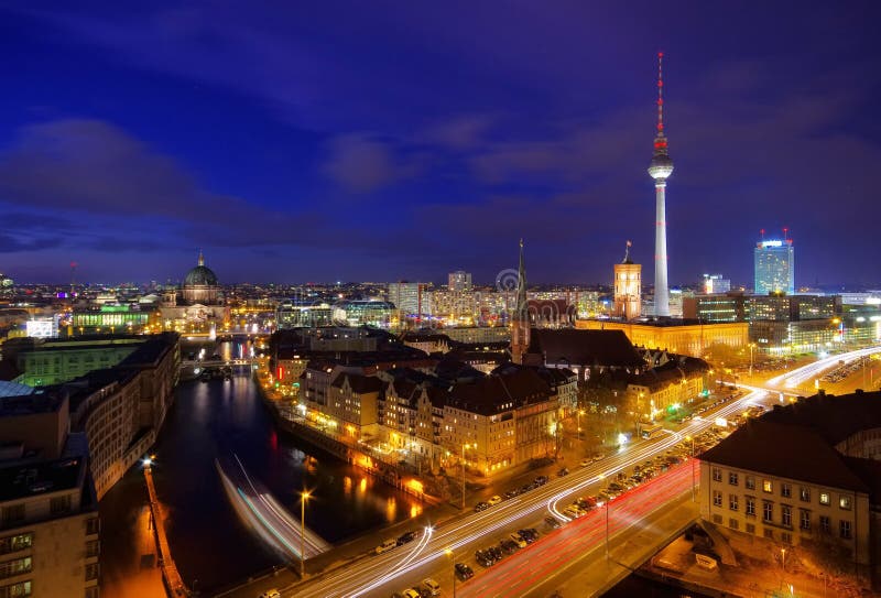 Berlin noc obraz royalty free