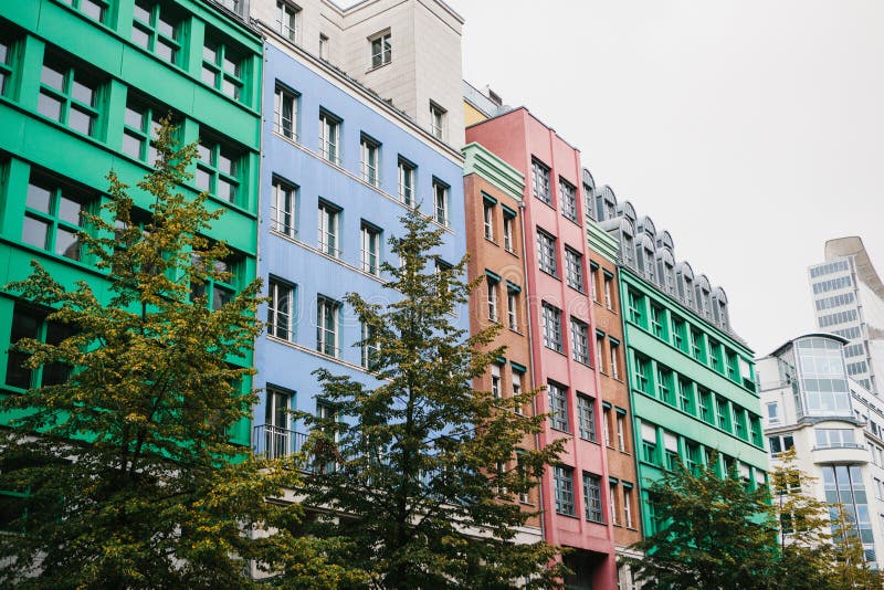 Berlin, October 1, 2017: Unusual colored modern residential building royalty free stock photos Berlin, October 1, 2017: Unusual colored modern residential building royalty free stock photos