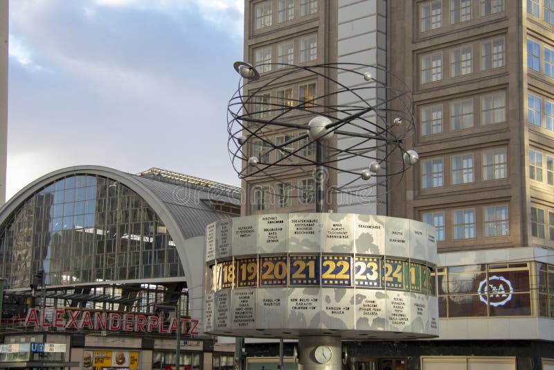 Berlin world time clock editorial stock photo. Image of city 69667343