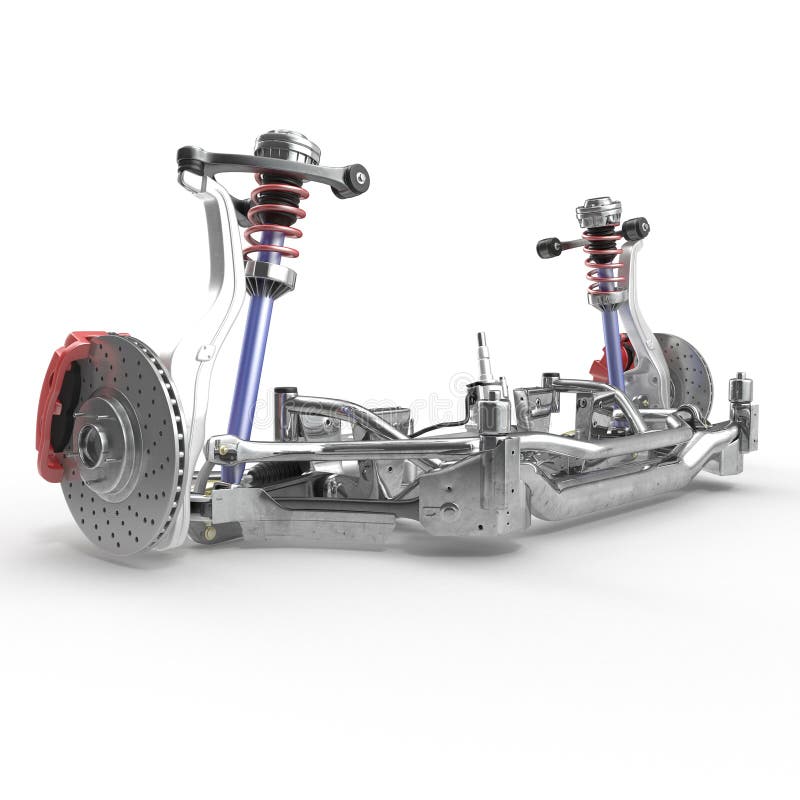Berlina Front Suspension su bianco illustrazione 3D illustrazione di stock Berlina Front Suspension su bianco illustrazione 3D illustrazione di stock