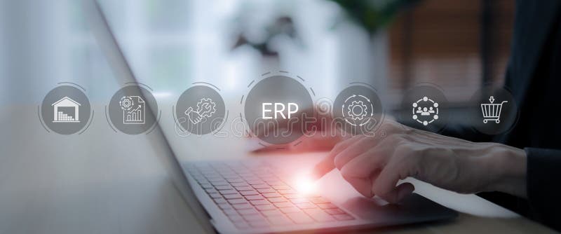 Berliner Systemkonzept. digitale Abbildung zur Darstellung des Enterprise Resource Planning Retp Systems. stockfotos