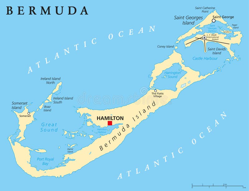 Bermuda Political Map Capital Hamilton Also Called Bermudas Somers Isles British Overseas Territory English Labeling 54886991 