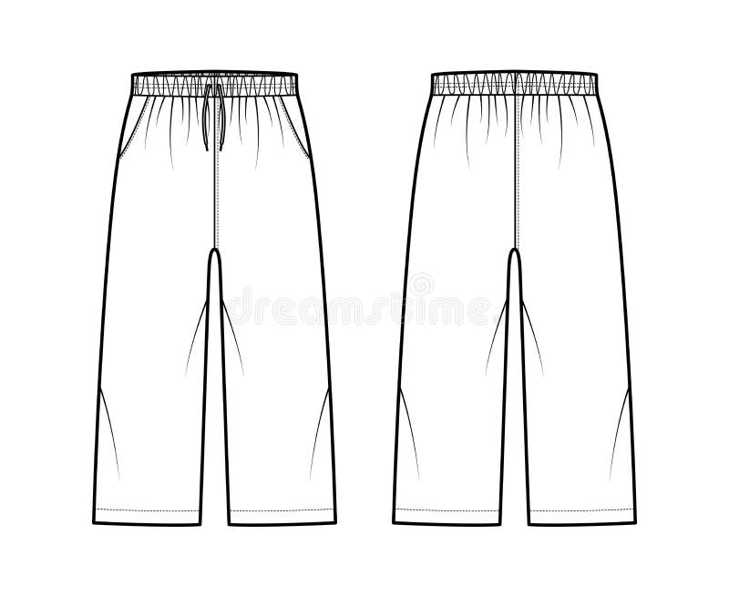 Bermuda Shorts Activewear Technical Fashion Illustration with Elastic ...