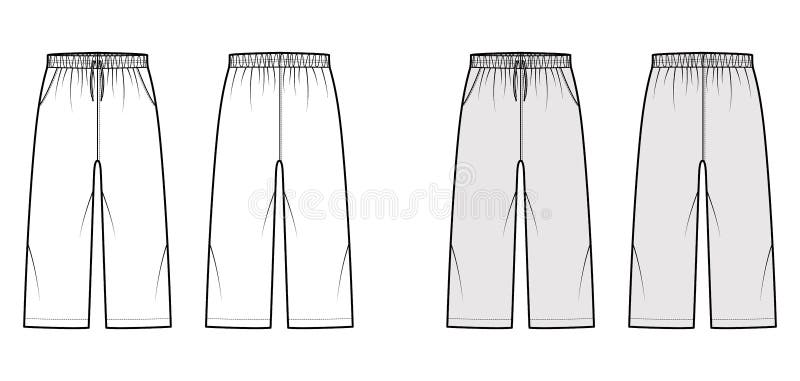 Bermuda Shorts Activewear Technical Fashion Illustration with Elastic ...