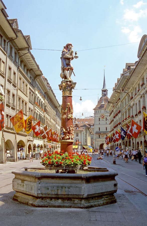 One of the main streets of Bern, capital of Switzerland