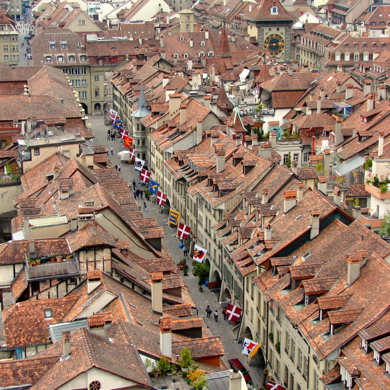 An aerial view of Bern city centre in Switzerland. An aerial view of Bern city centre in Switzerland