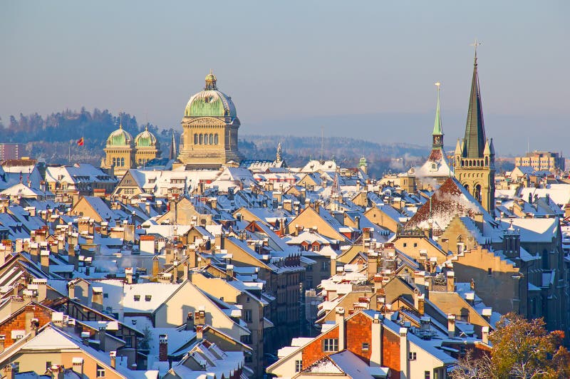 Bern city covered with fresh snow. Bern city covered with fresh snow