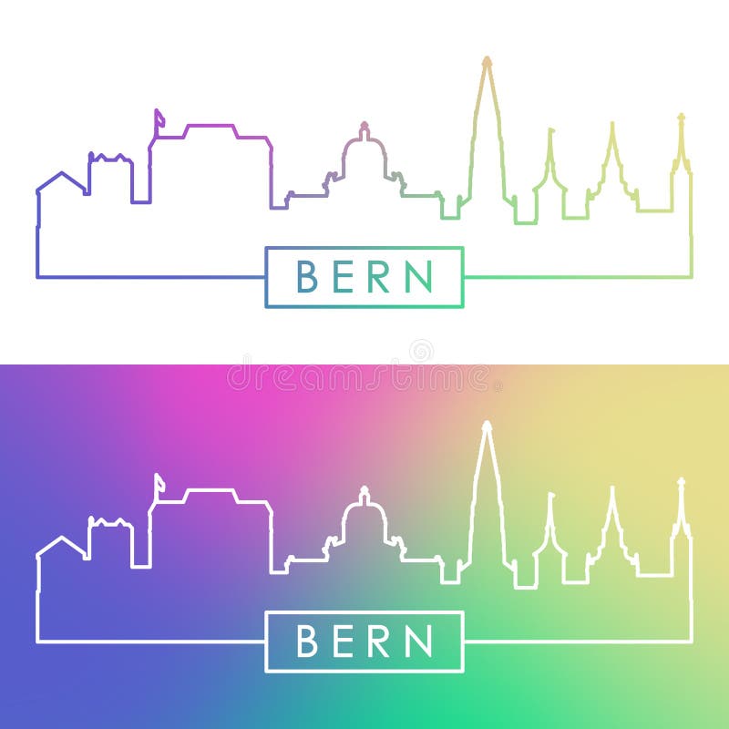Berna skyline. stile lineare colorato. illustrazione di stock
