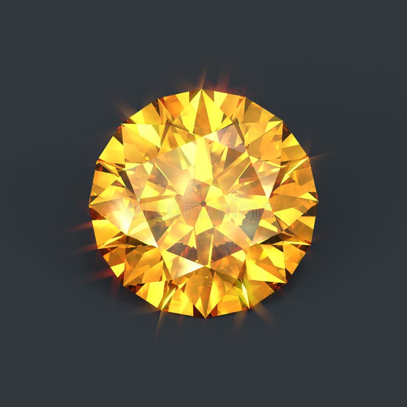 Bernsteinfarbiges gelbes Diamantbrillantschliff lokalisiert