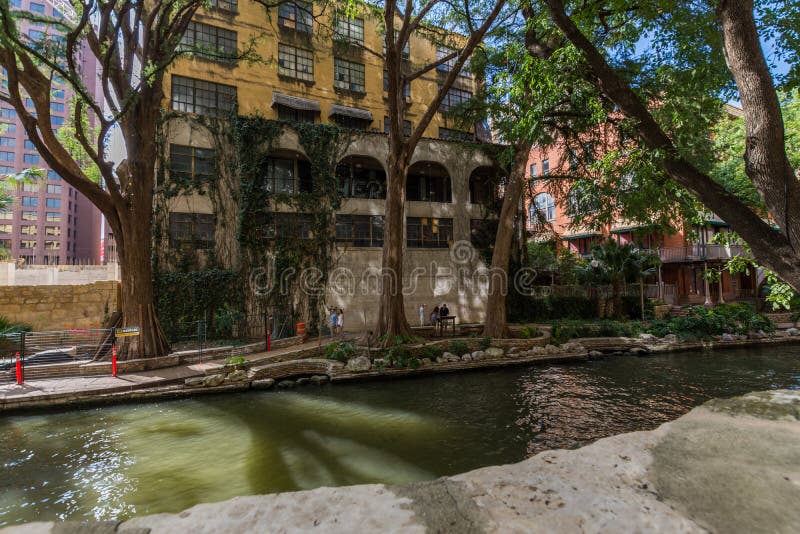Beroemd Toneelsan Antonio River Walk in Texas stock foto Beroemd Toneelsan Antonio River Walk in Texas stock foto